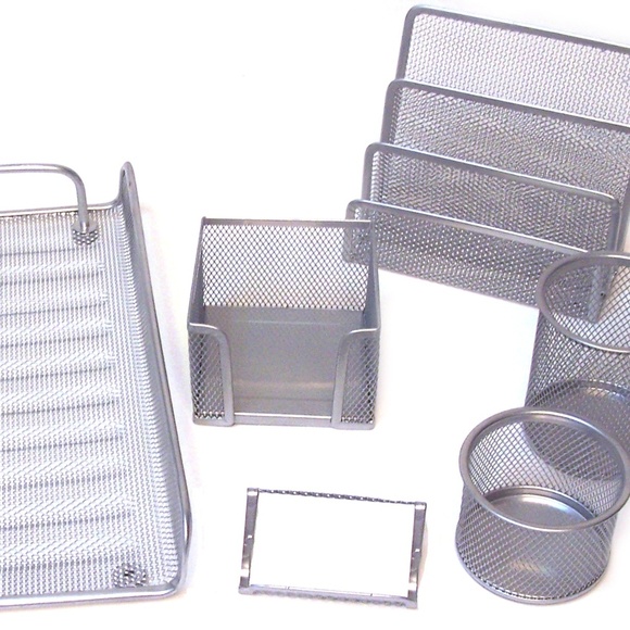 Majestic Goods 6 Piece Silver Mesh Desk Set - Picture 1 of 2